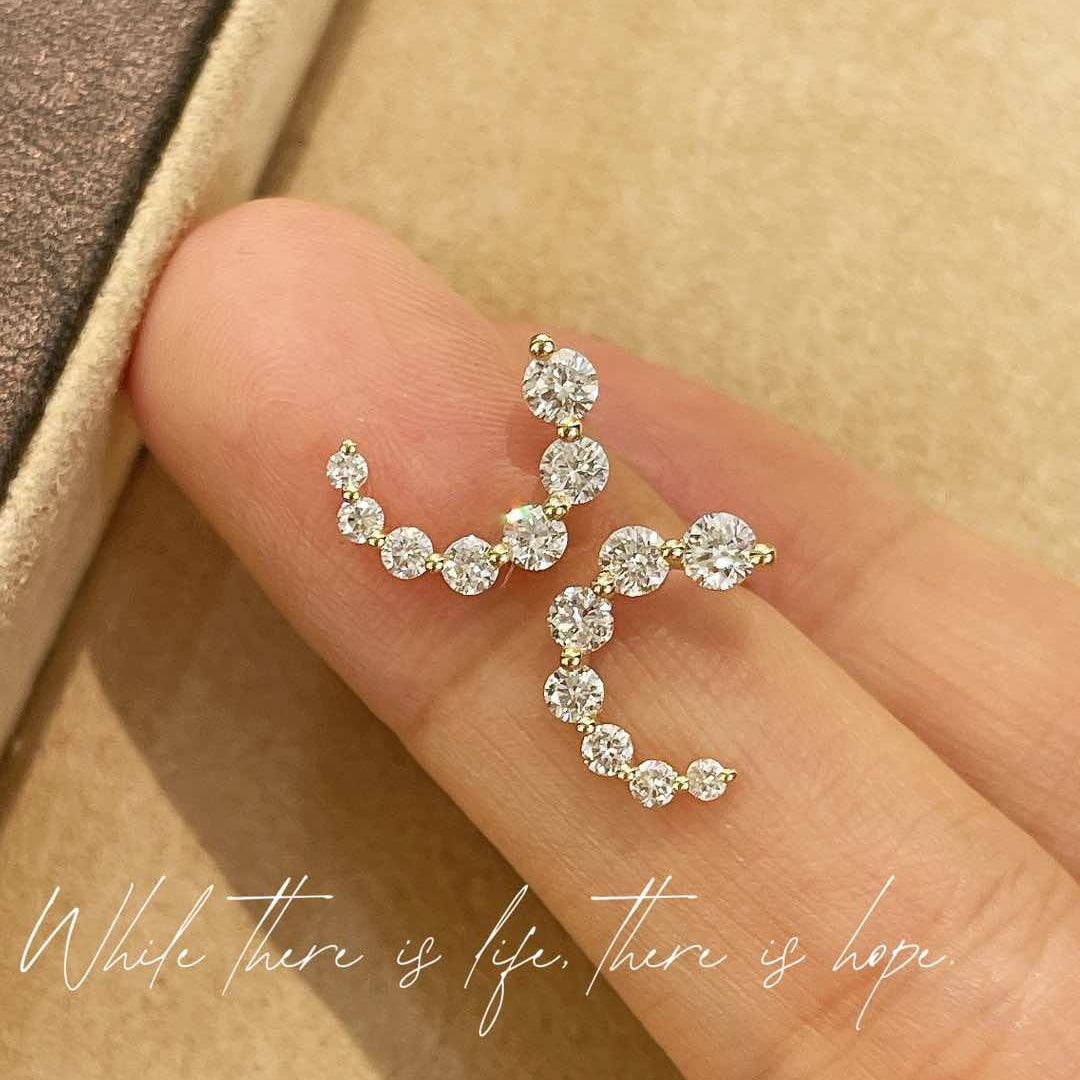 14k Gold 0.8 Ct Natural H Diamond Earrings - 3
