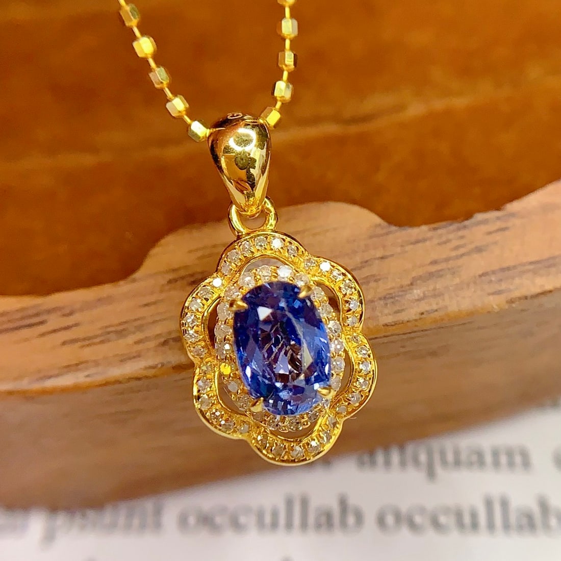 14k Gold 1.6 Ct Natural Sapphire & Diamond Pendant( Without Chain ) - 6