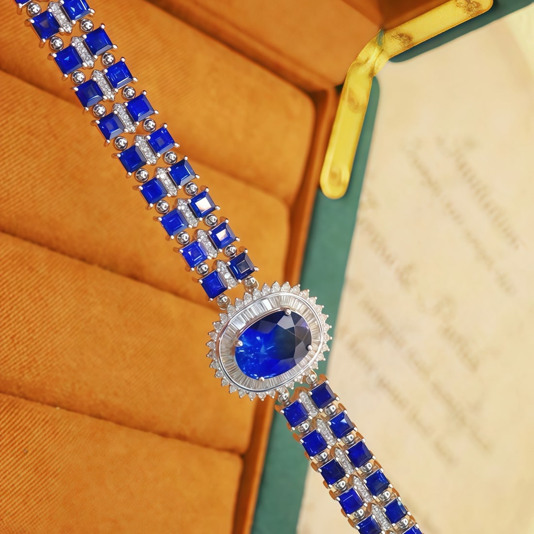 14k Gold 3.24 Ctw Natural Sapphire & Diamond Bracelet - 2