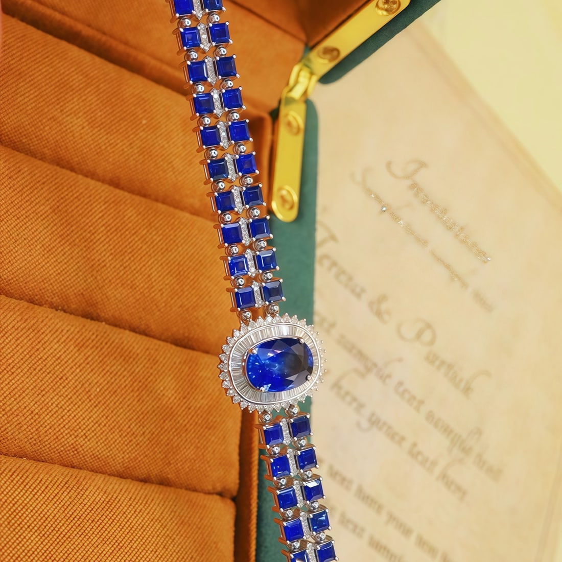14k Gold 3.24 Ctw Natural Sapphire & Diamond Bracelet - 3