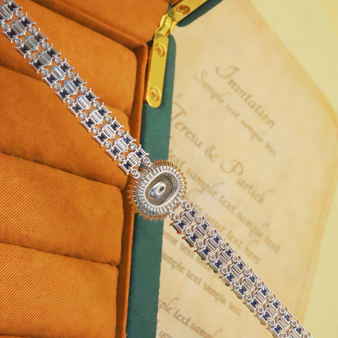14k Gold 3.24 Ctw Natural Sapphire & Diamond Bracelet - 4