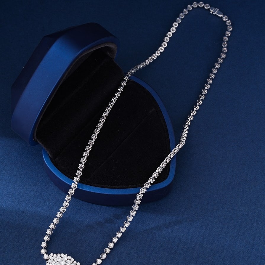 14k Gold 3.50 Ctw Natural H Diamond Necklace - 3