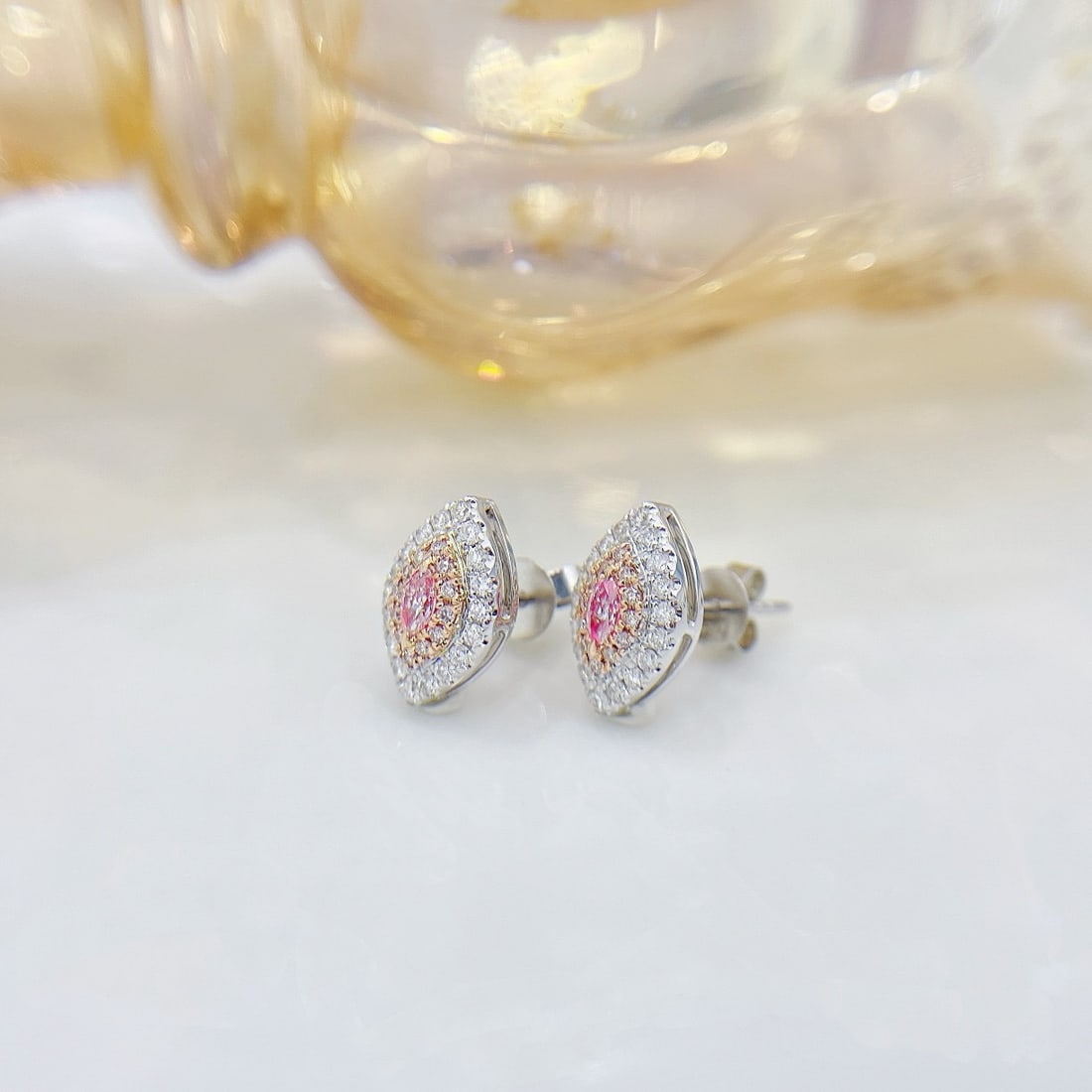 14k Gold 0.48 Ctw Natural Pink Diamond & Diamond Earrings - 4