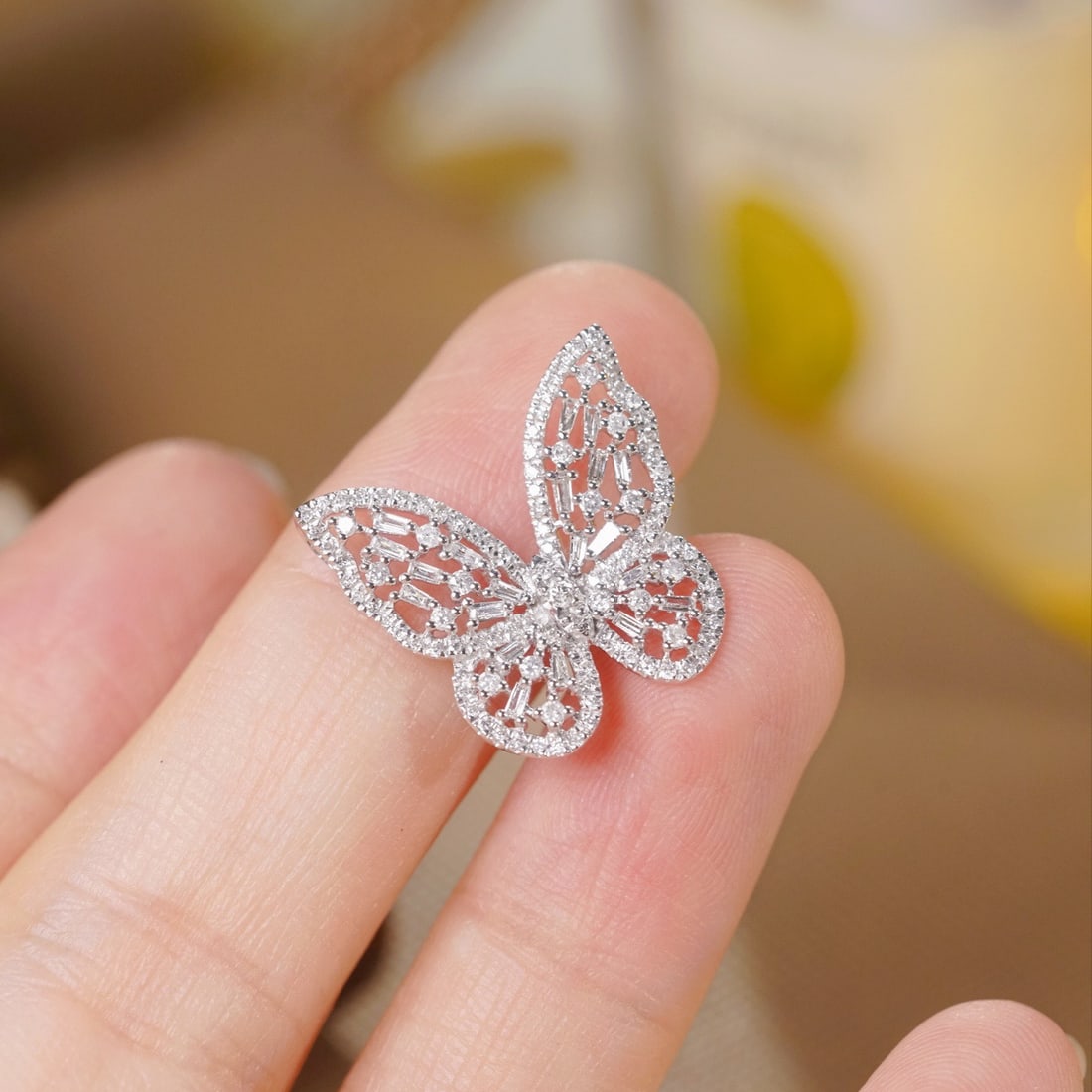 14k Gold 0.65 Ct Natural H Diamond & Butterfly Pendant( Without Chain ) - 3