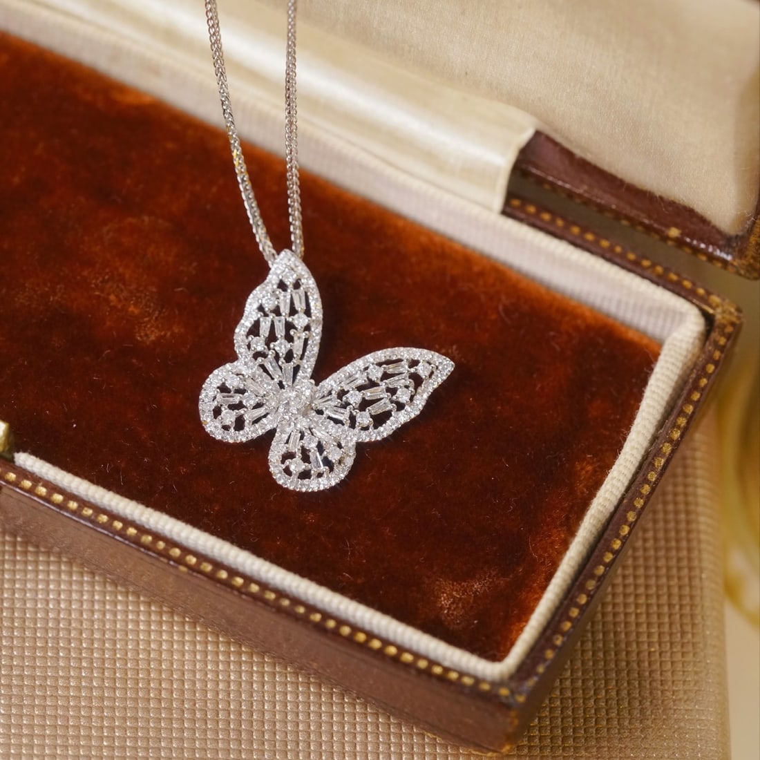 14k Gold 0.65 Ct Natural H Diamond & Butterfly Pendant( Without Chain ) - 5