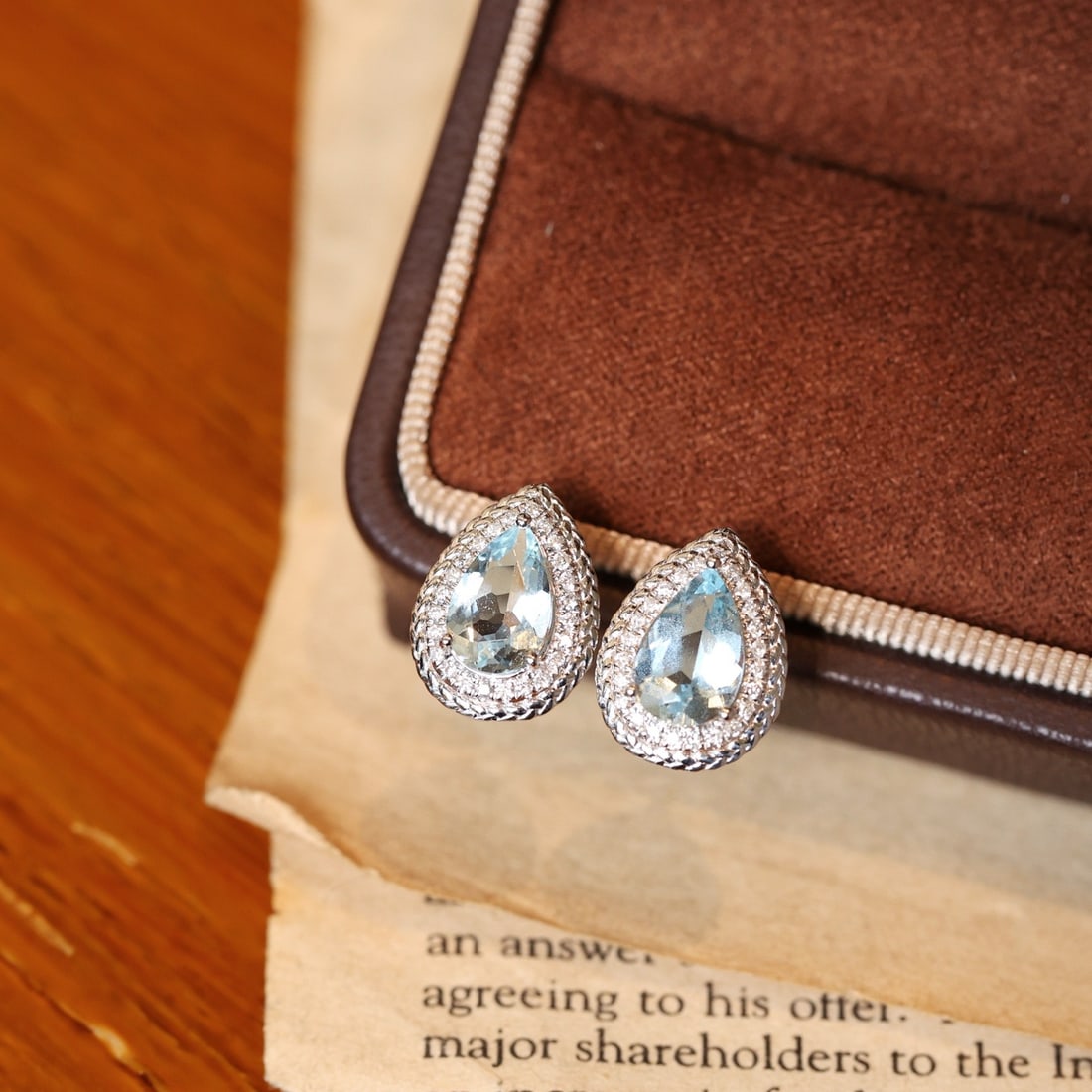 14k Gold 2.24 Ctw Natural Aquamarine & Diamond Earrings - 2