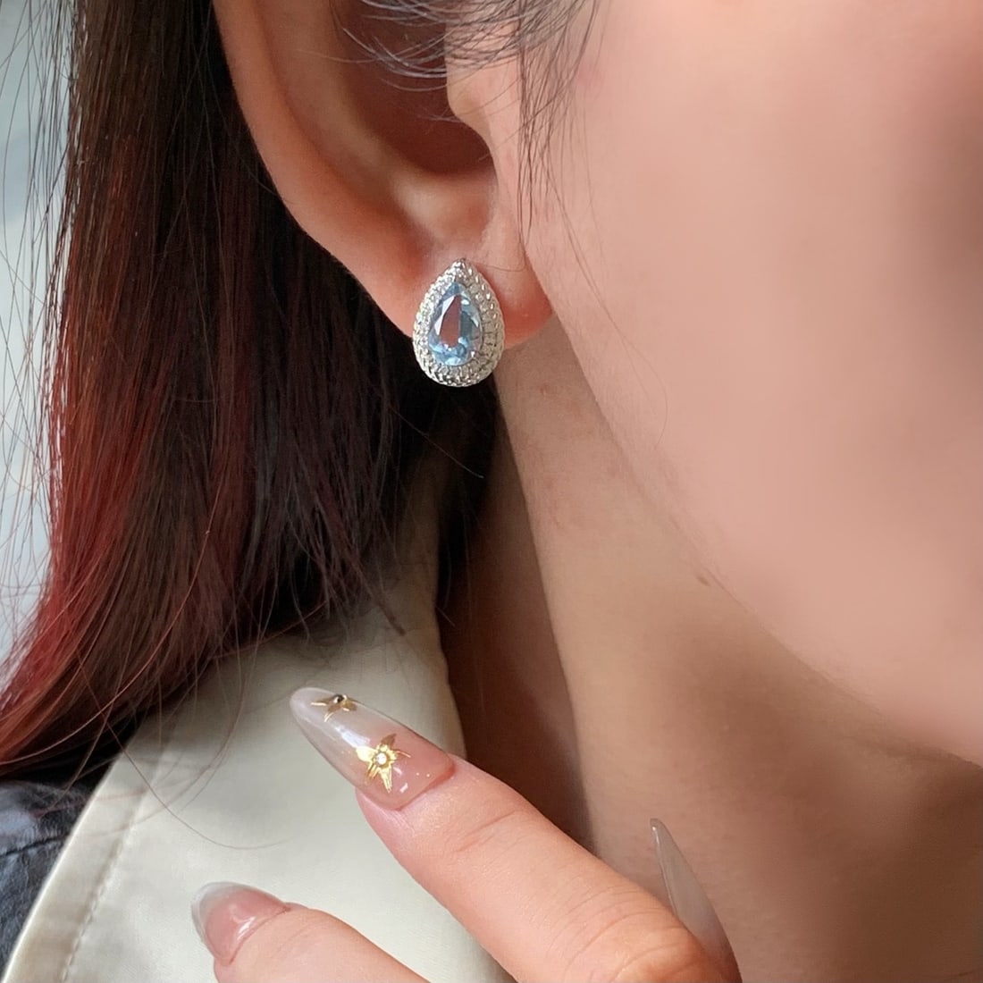 14k Gold 2.24 Ctw Natural Aquamarine & Diamond Earrings - 4