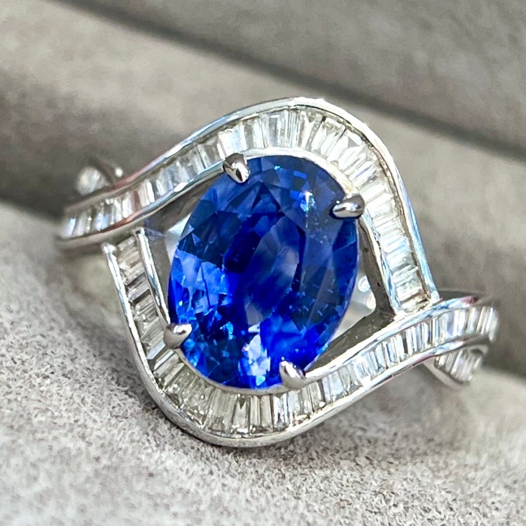 14k Gold 3.39 Ctw Natural Sapphire & Diamond Ring - 3