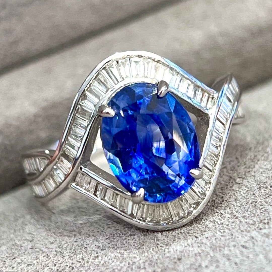 14k Gold 3.39 Ctw Natural Sapphire & Diamond Ring - 5