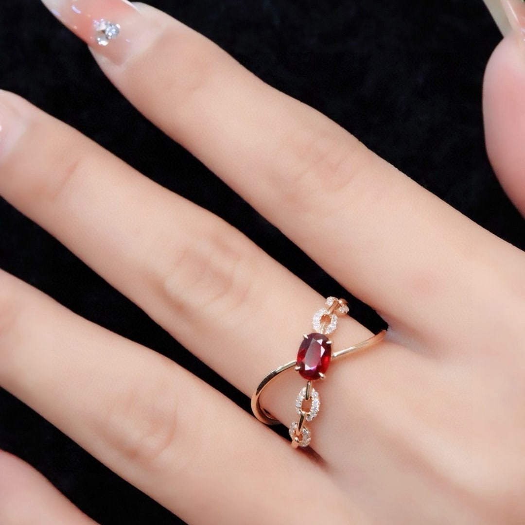 14k Gold 0.98 Ctw Natural Ruby & Diamond Ring - 5