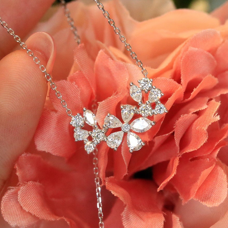14k Gold 0.75 Ct Natural H Diamond Necklace - 4