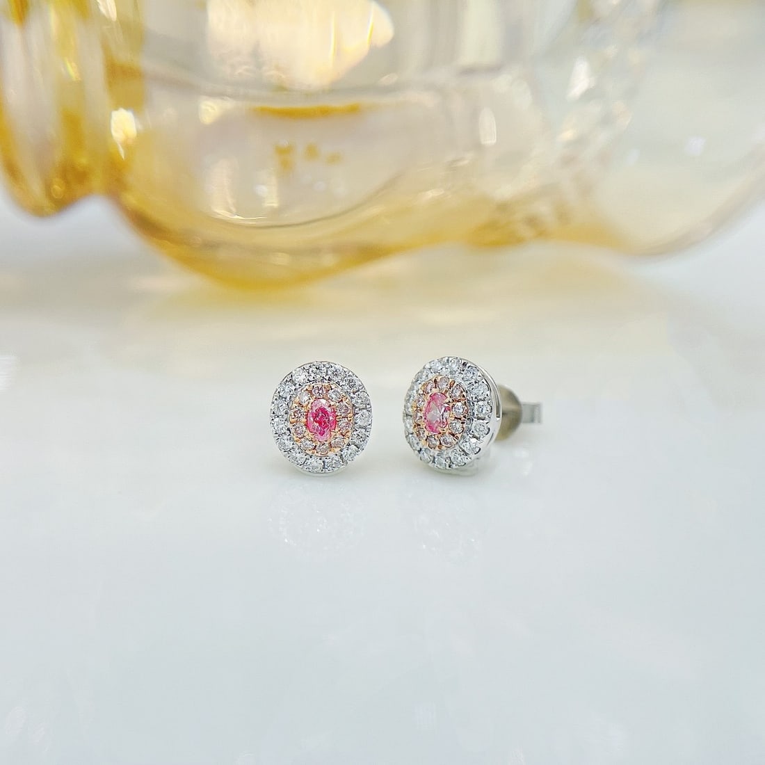 14k Gold 0.46 Ctw Natural Pink Diamond & Diamond Earrings - 4