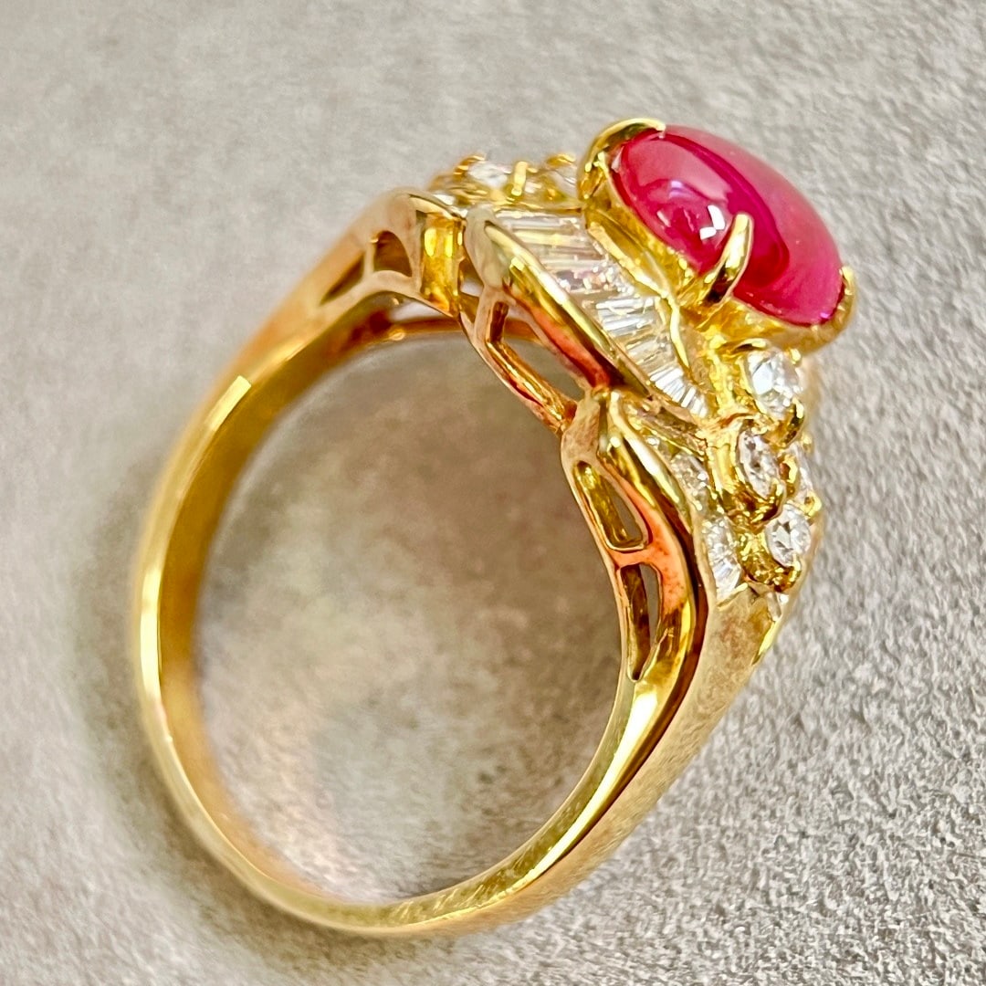 14k Gold 3.19 Ctw Natural Ruby & Diamond Ring - 5
