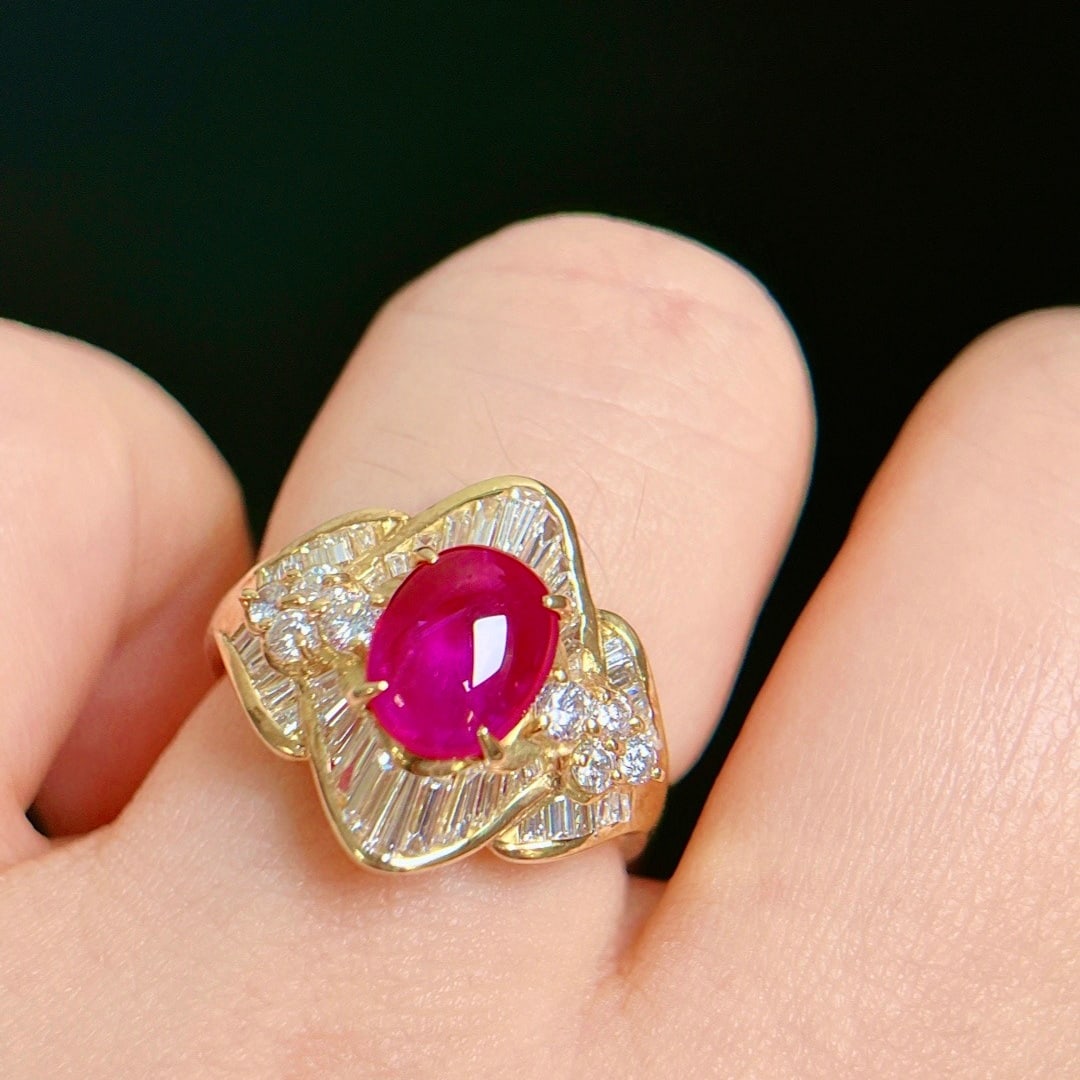 14k Gold 3.19 Ctw Natural Ruby & Diamond Ring - 6