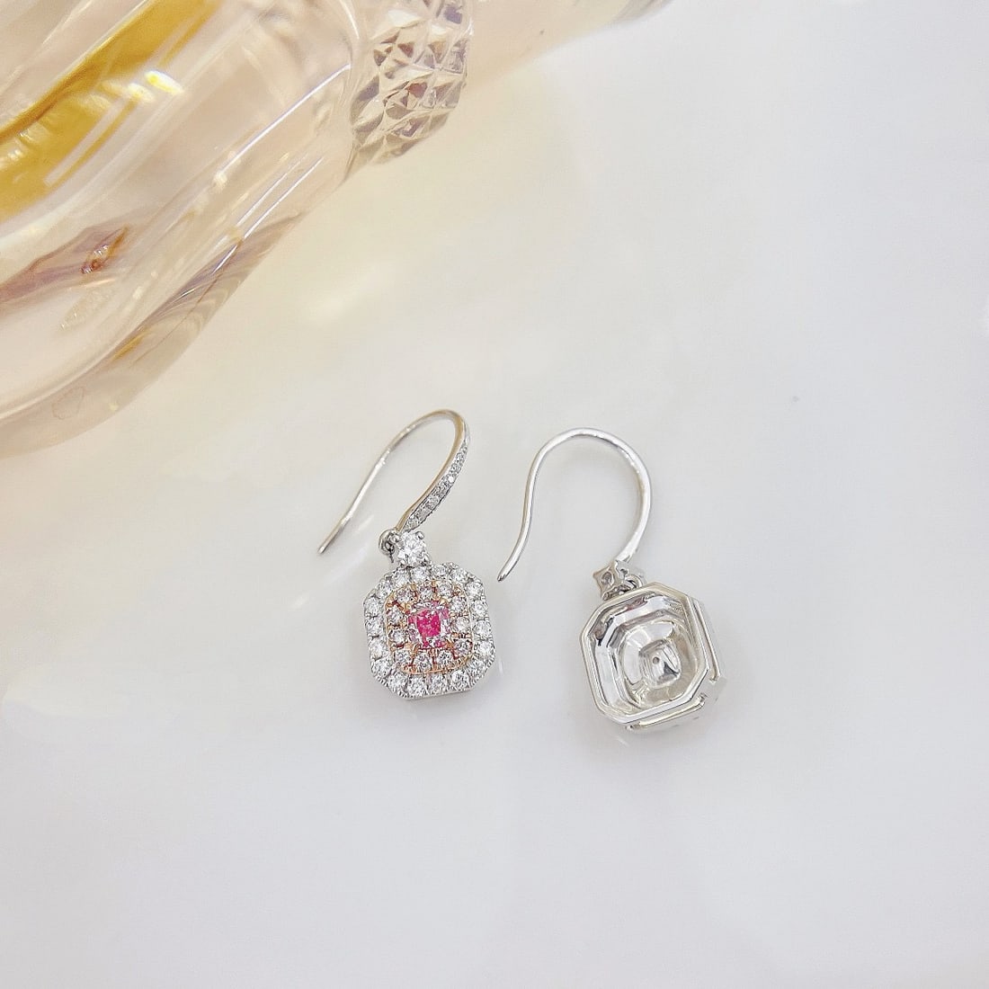 14k Gold 0.94 Ctw Natural Pink Diamond & Diamond Earrings - 3