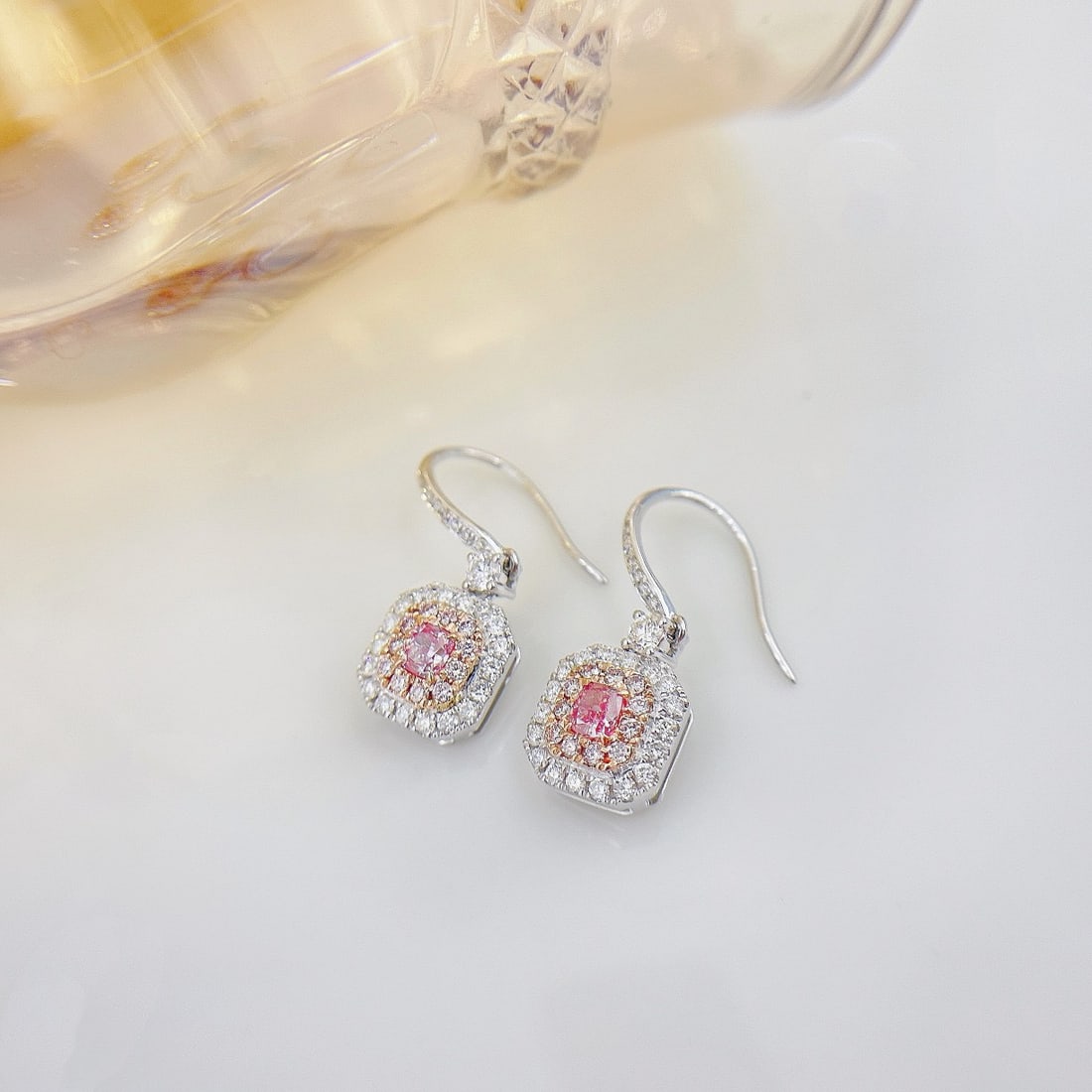 14k Gold 0.94 Ctw Natural Pink Diamond & Diamond Earrings - 4