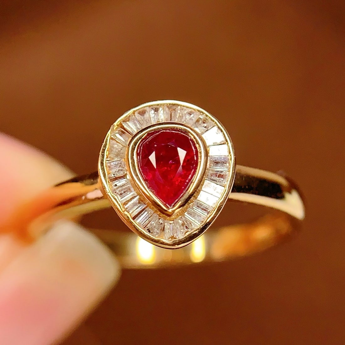 14k Gold 0.4 Ct Natural Ruby & Diamond Ring - 4