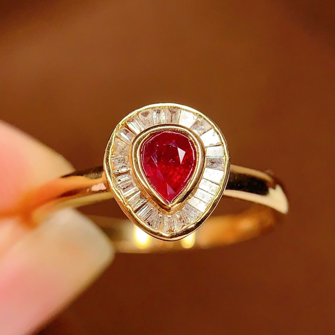 14k Gold 0.4 Ct Natural Ruby & Diamond Ring - 5