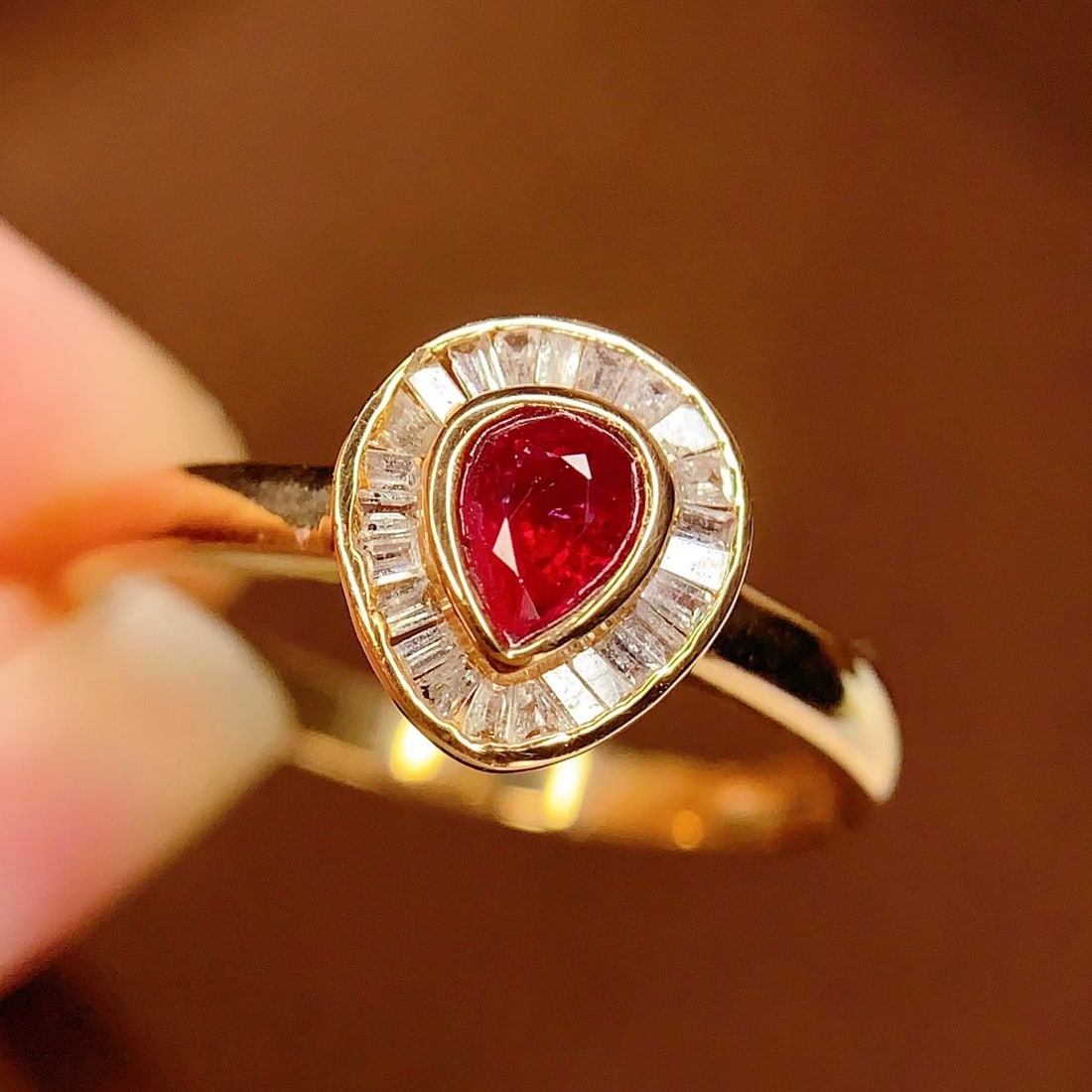 14k Gold 0.4 Ct Natural Ruby & Diamond Ring - 6
