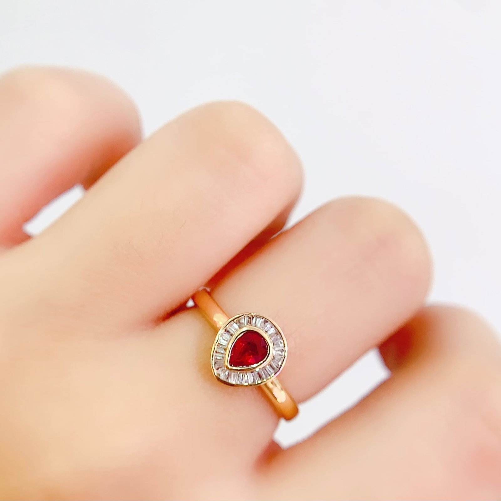 14k Gold 0.4 Ct Natural Ruby & Diamond Ring - 7