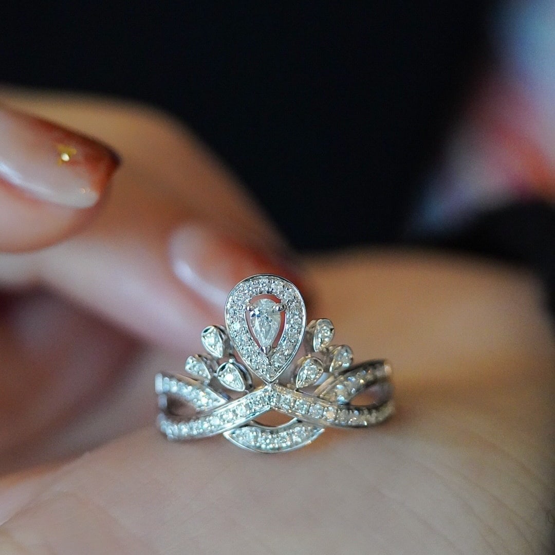 14k Gold 0.45 Ct Natural H Diamond Ring - 4