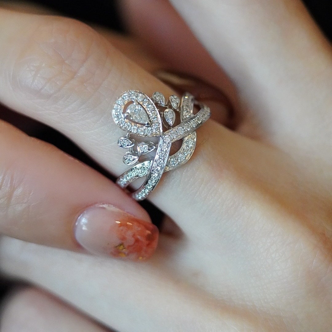 14k Gold 0.45 Ct Natural H Diamond Ring - 6