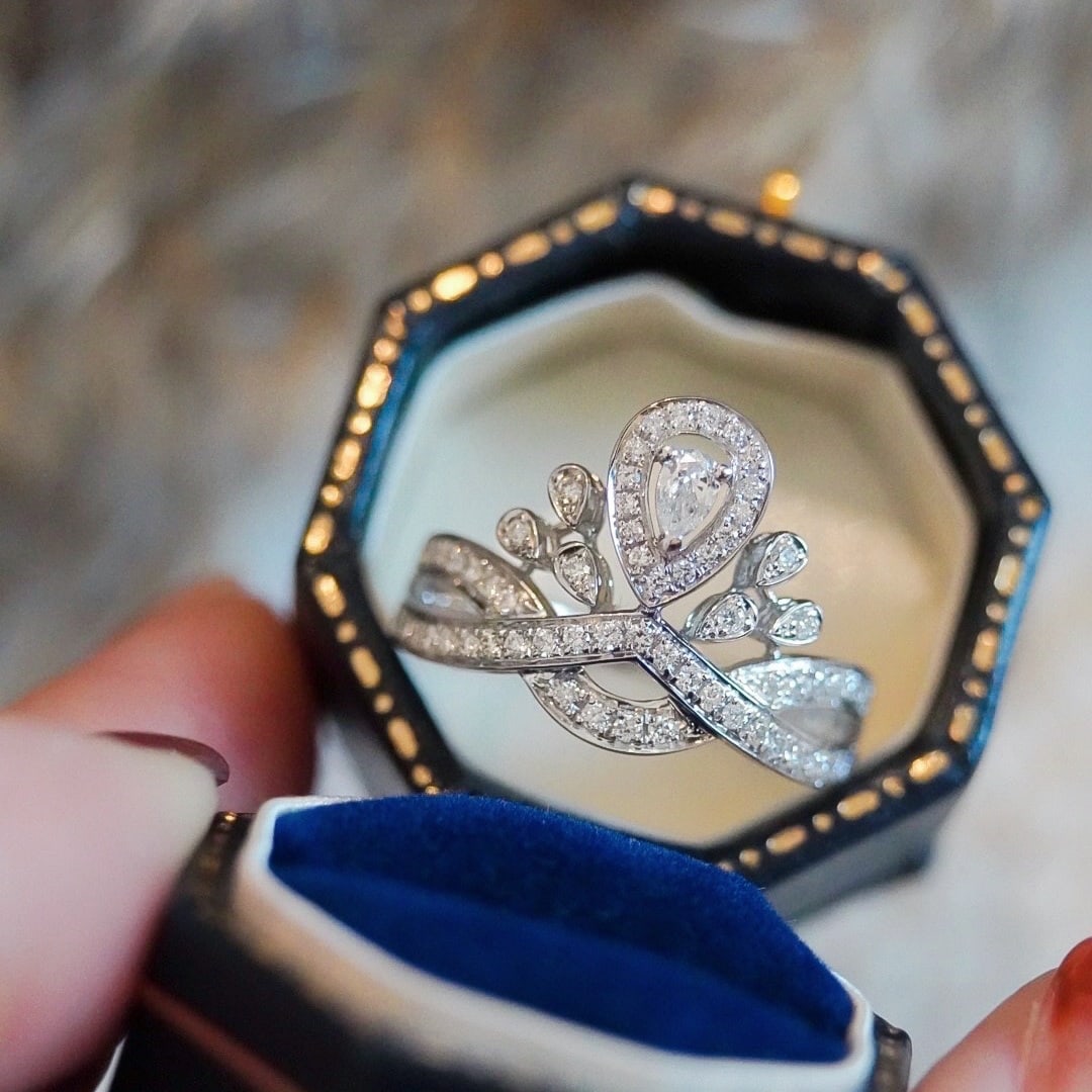 14k Gold 0.45 Ct Natural H Diamond Ring - 8
