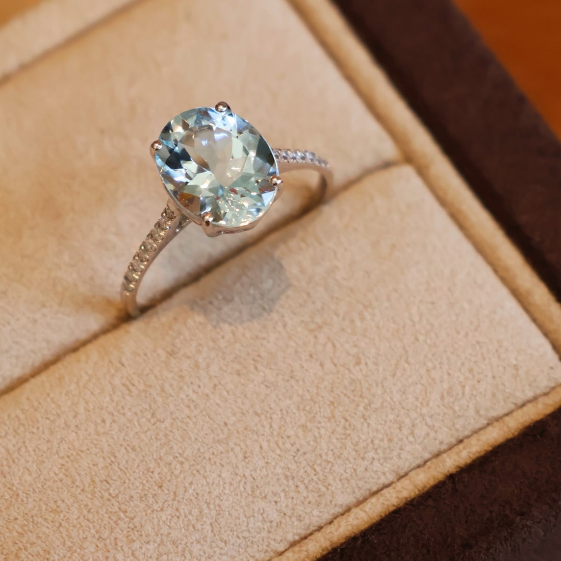 14k Gold 2.4 Ct Natural Aquamarine & Diamond Ring - 6