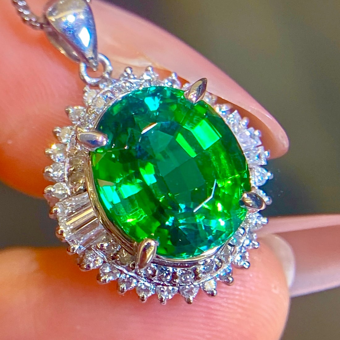 14k Gold 6.29 Ctw Natural Tourmaline & Diamond Pendant( Without Chain ) - 6