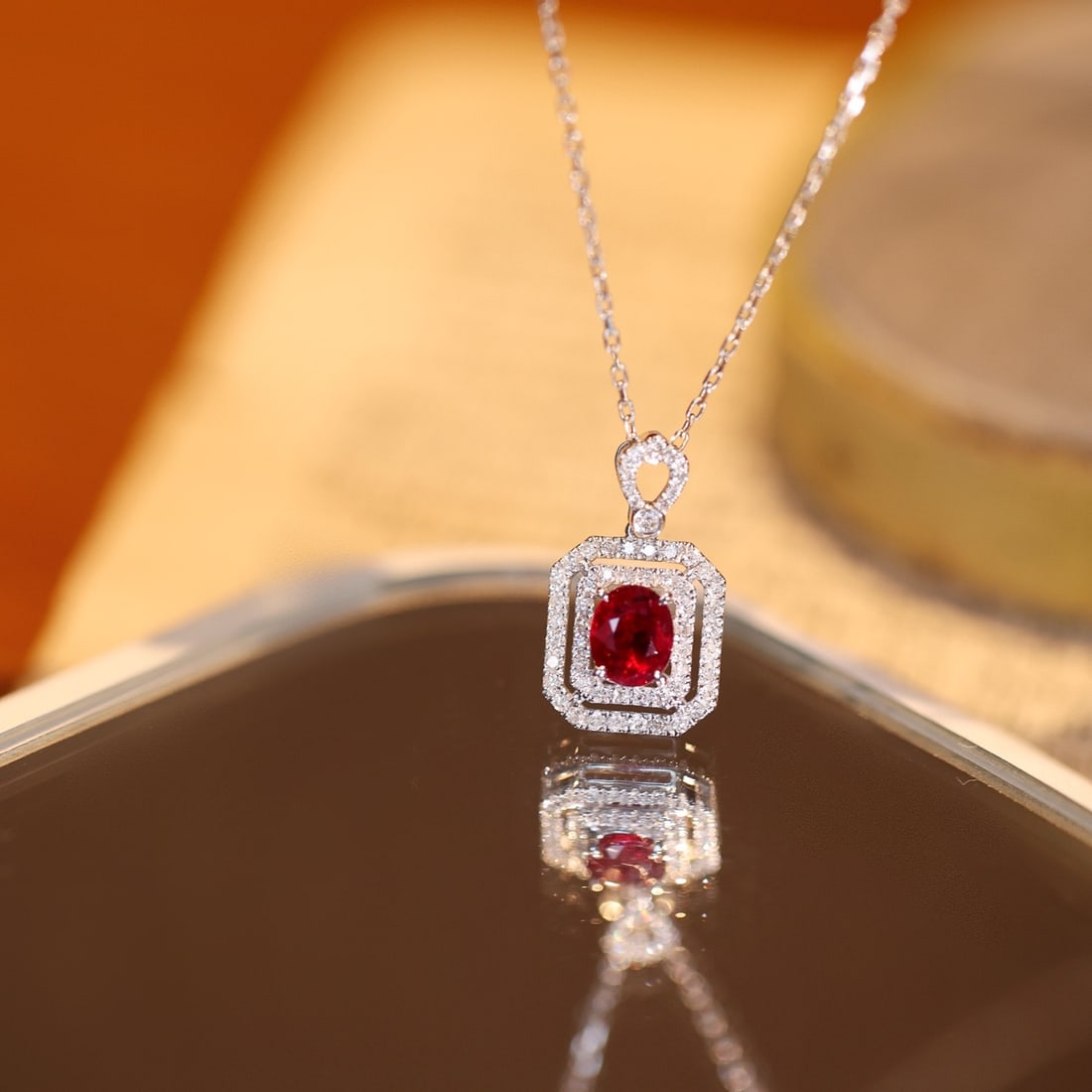 14k Gold 0.85 Ctw Natural Ruby & Diamond Pendant( Without Chain ): Ref:231092356 // gold content:14k gold // main gemstone:ruby // shape:oval // carat weight:0. 57ct // color:pigeonblood red // treatment:natural // // adjacent gemstone 2 : diamond // shape:round //