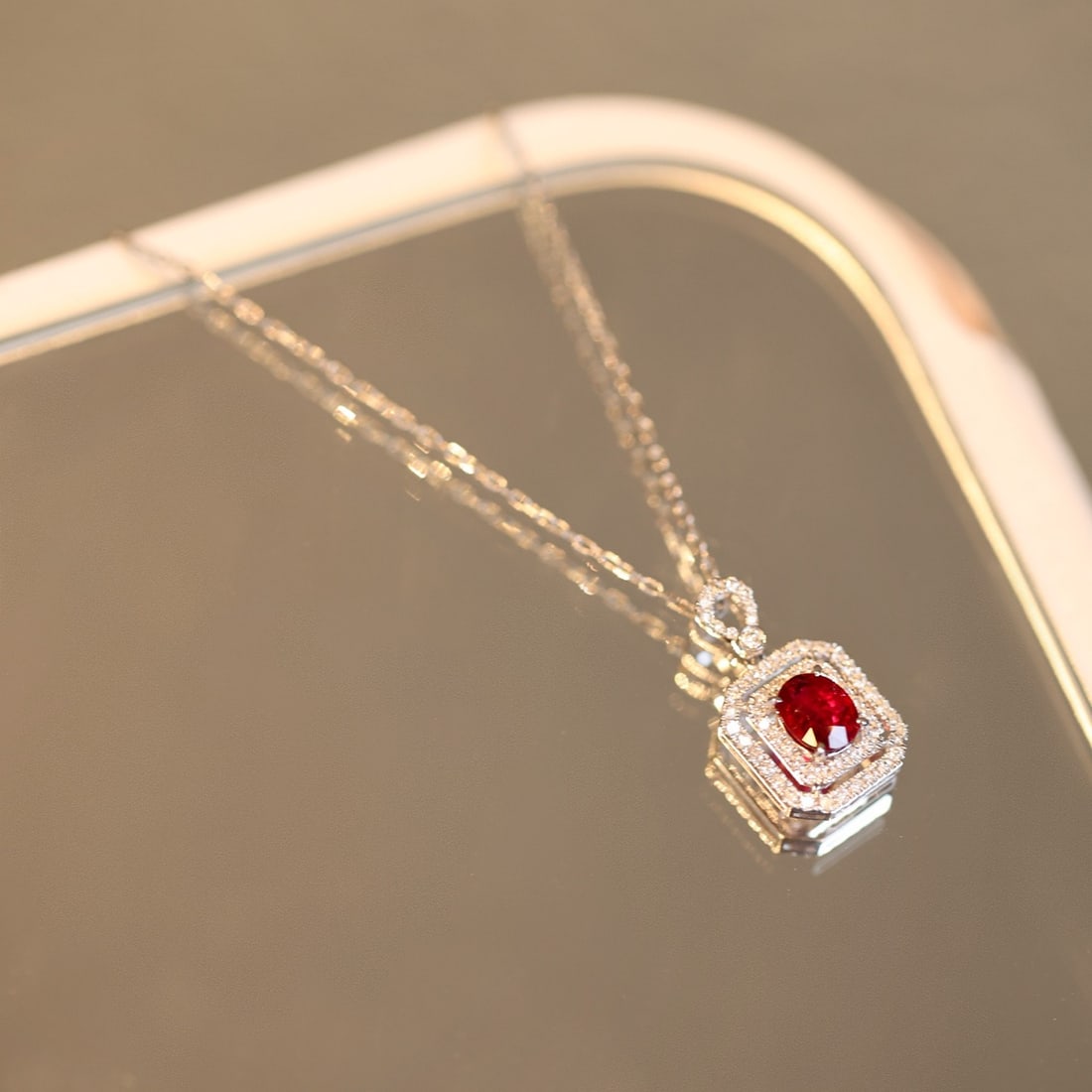 14k Gold 0.85 Ctw Natural Ruby & Diamond Pendant( Without Chain ) - 3
