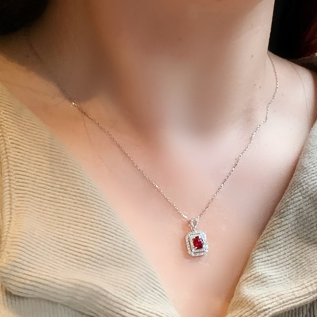14k Gold 0.85 Ctw Natural Ruby & Diamond Pendant( Without Chain ) - 5