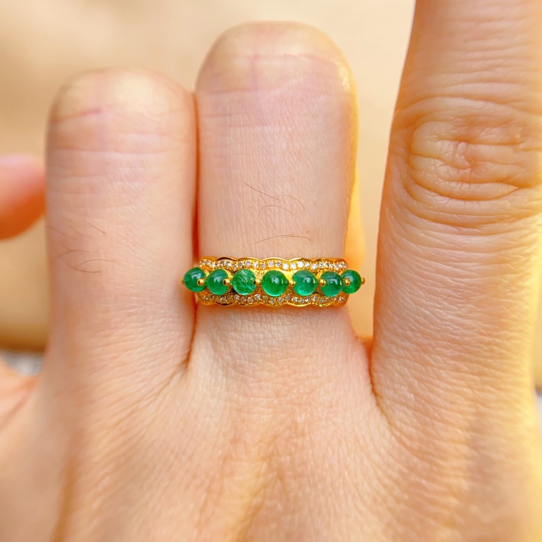 14k Gold 1.00 Ct Natural Emerald & Diamond Ring - 4