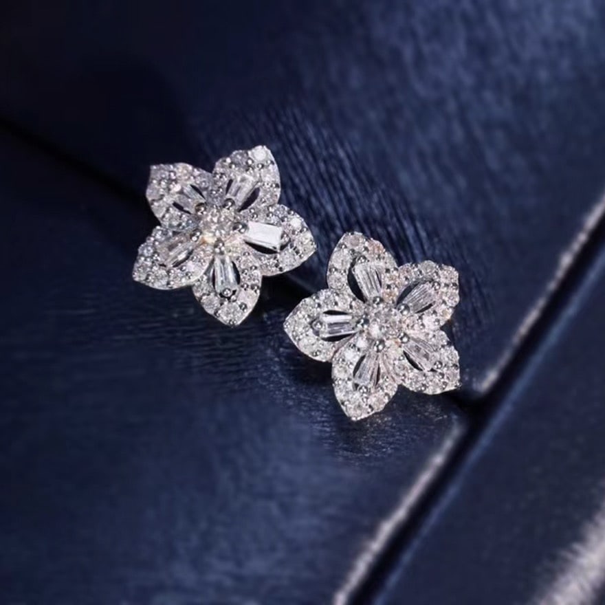14k Gold 0.4 Ct Natural H Diamond Earrings - 2