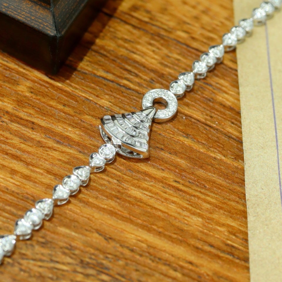 14k Gold 1.2 Ct Natural H Diamond Bracelet - 4
