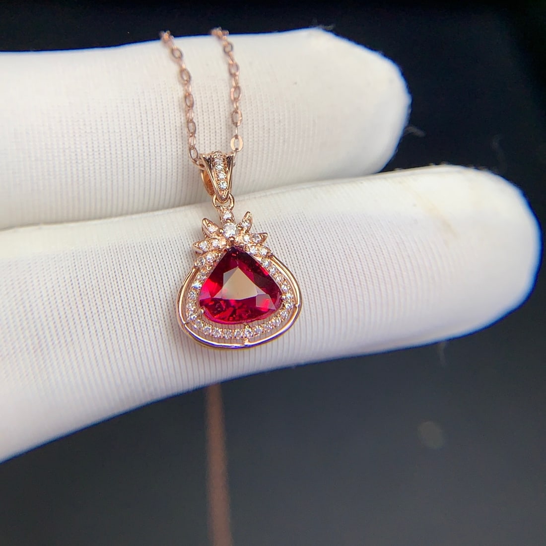 14k Gold 1.1 Ct Natural Tourmaline & Diamond Pendant( Without Chain ) - 2