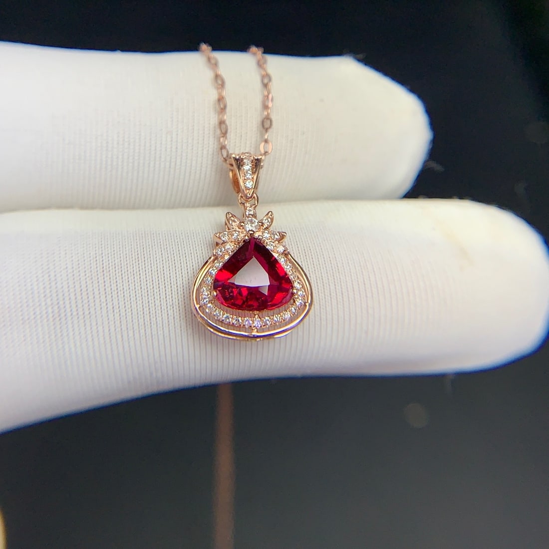 14k Gold 1.1 Ct Natural Tourmaline & Diamond Pendant( Without Chain ) - 3
