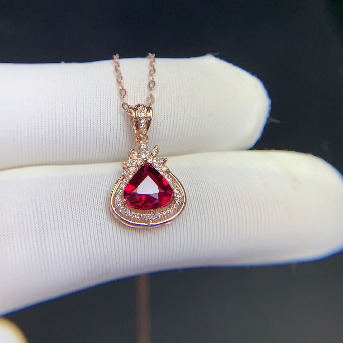 14k Gold 1.1 Ct Natural Tourmaline & Diamond Pendant( Without Chain ) - 4