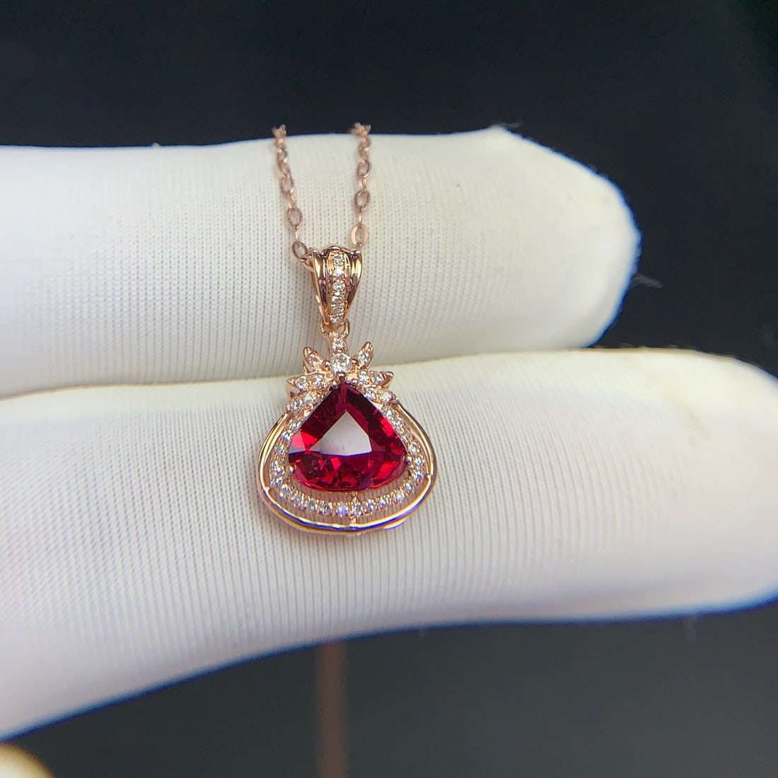 14k Gold 1.1 Ct Natural Tourmaline & Diamond Pendant( Without Chain ) - 5