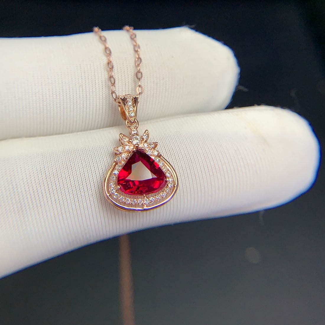 14k Gold 1.1 Ct Natural Tourmaline & Diamond Pendant( Without Chain ) - 6