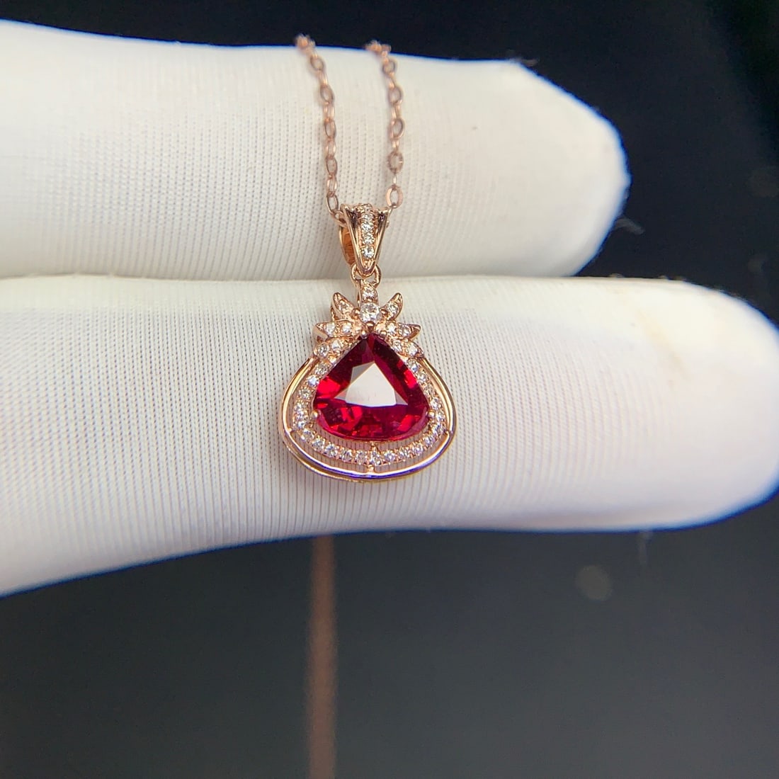 14k Gold 1.1 Ct Natural Tourmaline & Diamond Pendant( Without Chain ) - 7