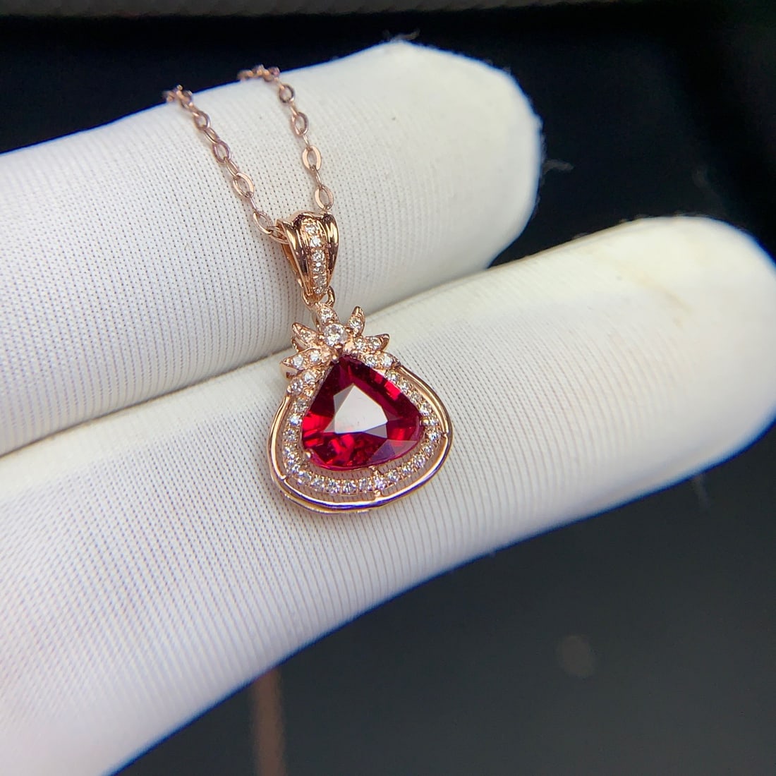 14k Gold 1.1 Ct Natural Tourmaline & Diamond Pendant( Without Chain ) - 9