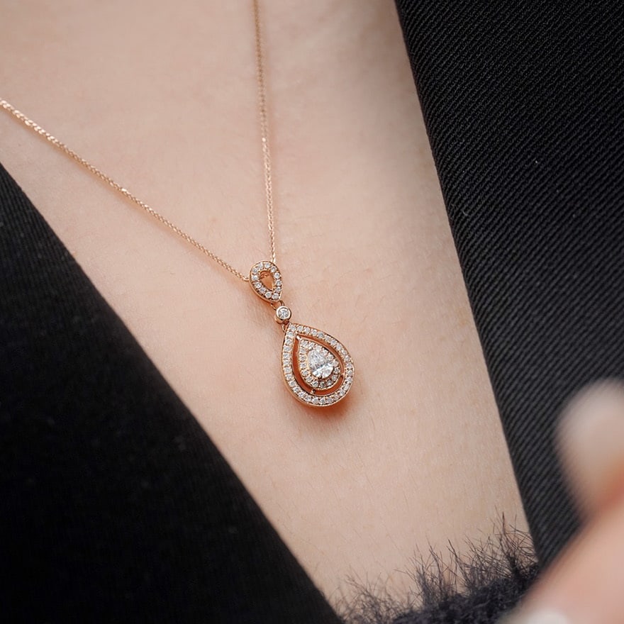 14k Gold 0.1 Ct Natural H Diamond Necklace - 2