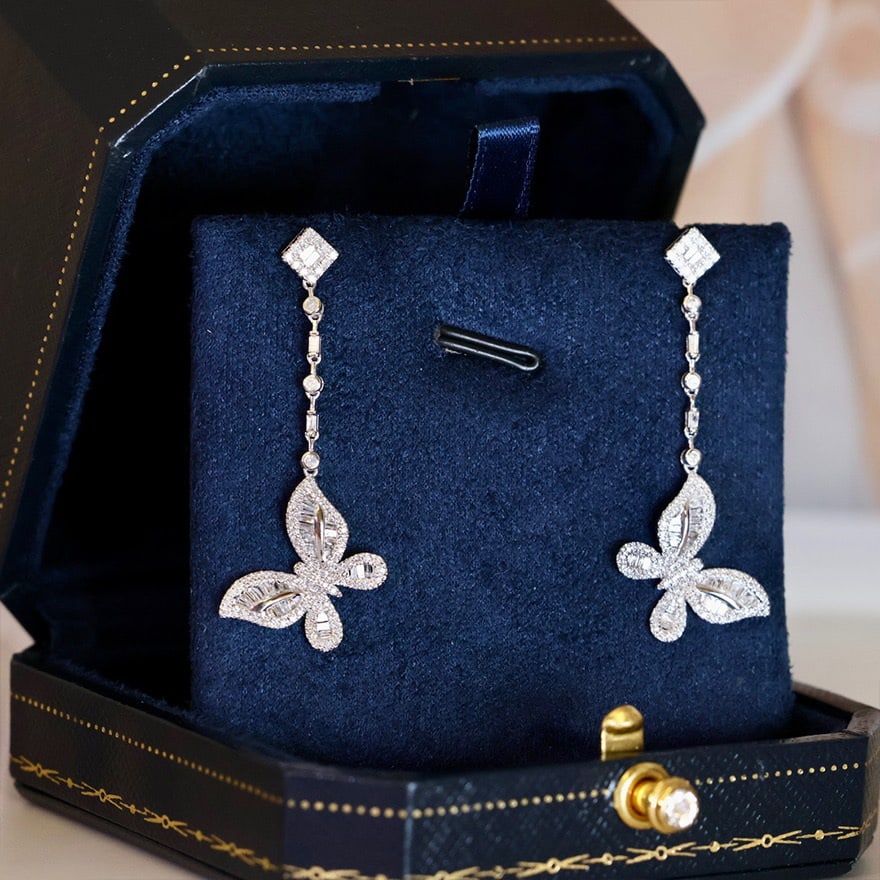 14k Gold 1 Ct Natural H Diamond Earrings - 2
