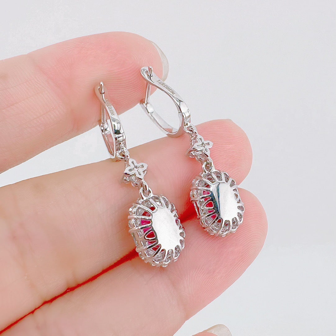 14k Gold 2.88 Ctw Natural Sapphire & Diamond Earrings - 3