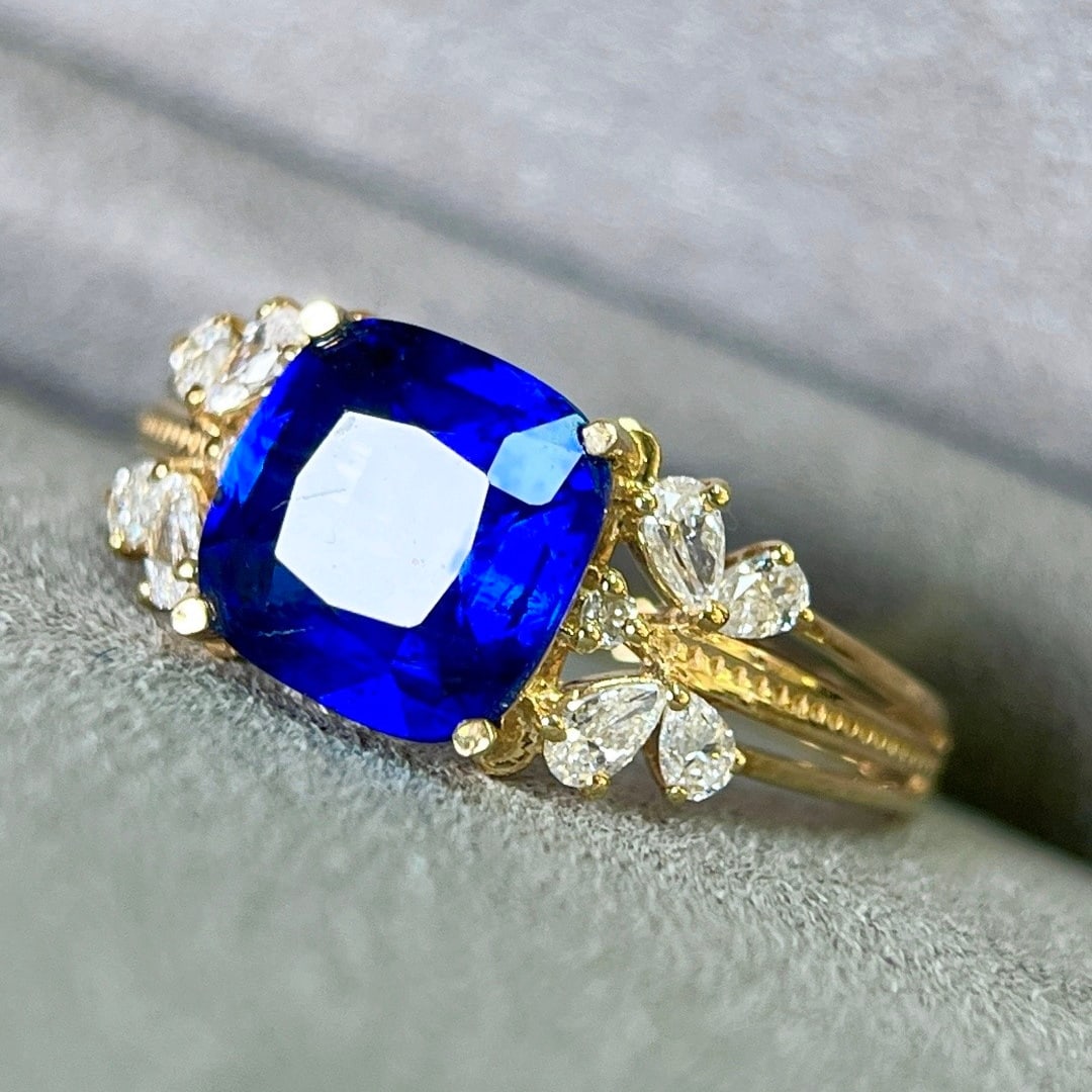14k Gold 2.69 Ctw Natural Sapphire & Diamond Ring - 3