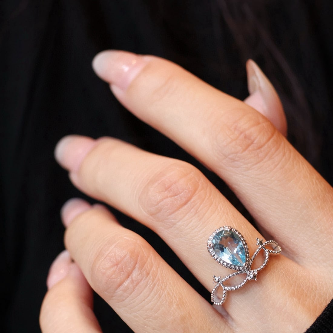 14k Gold 1 Ct Natural Aquamarine & Diamond Ring - 2