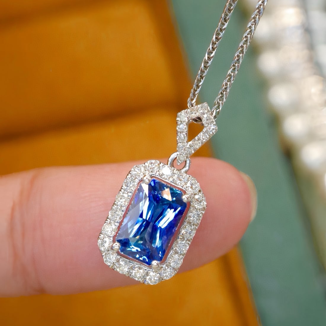 14k Gold 1.34 Ctw Natural Sapphire & Diamond Pendant( Without Chain ) - 3