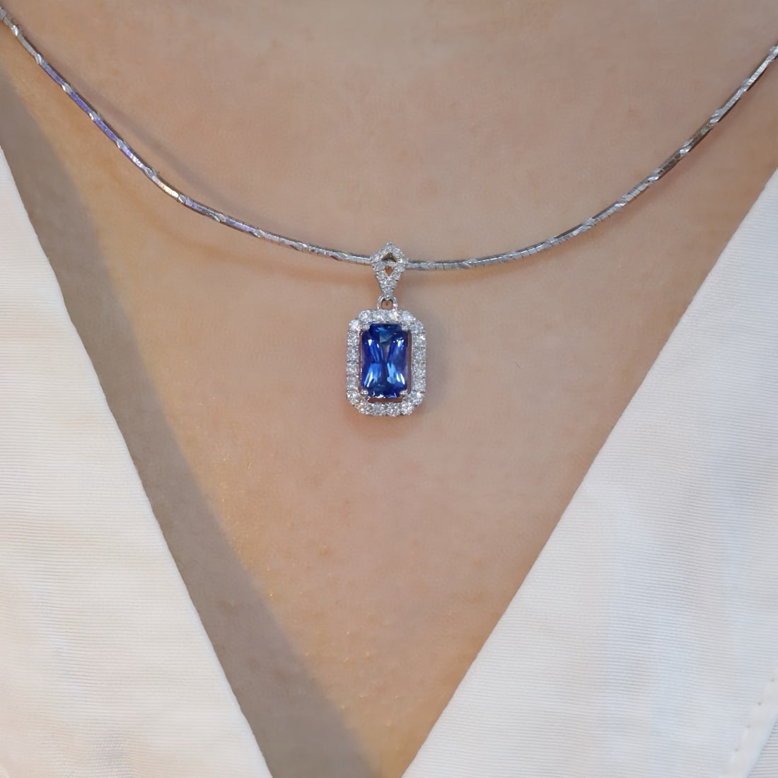 14k Gold 1.34 Ctw Natural Sapphire & Diamond Pendant( Without Chain ) - 5