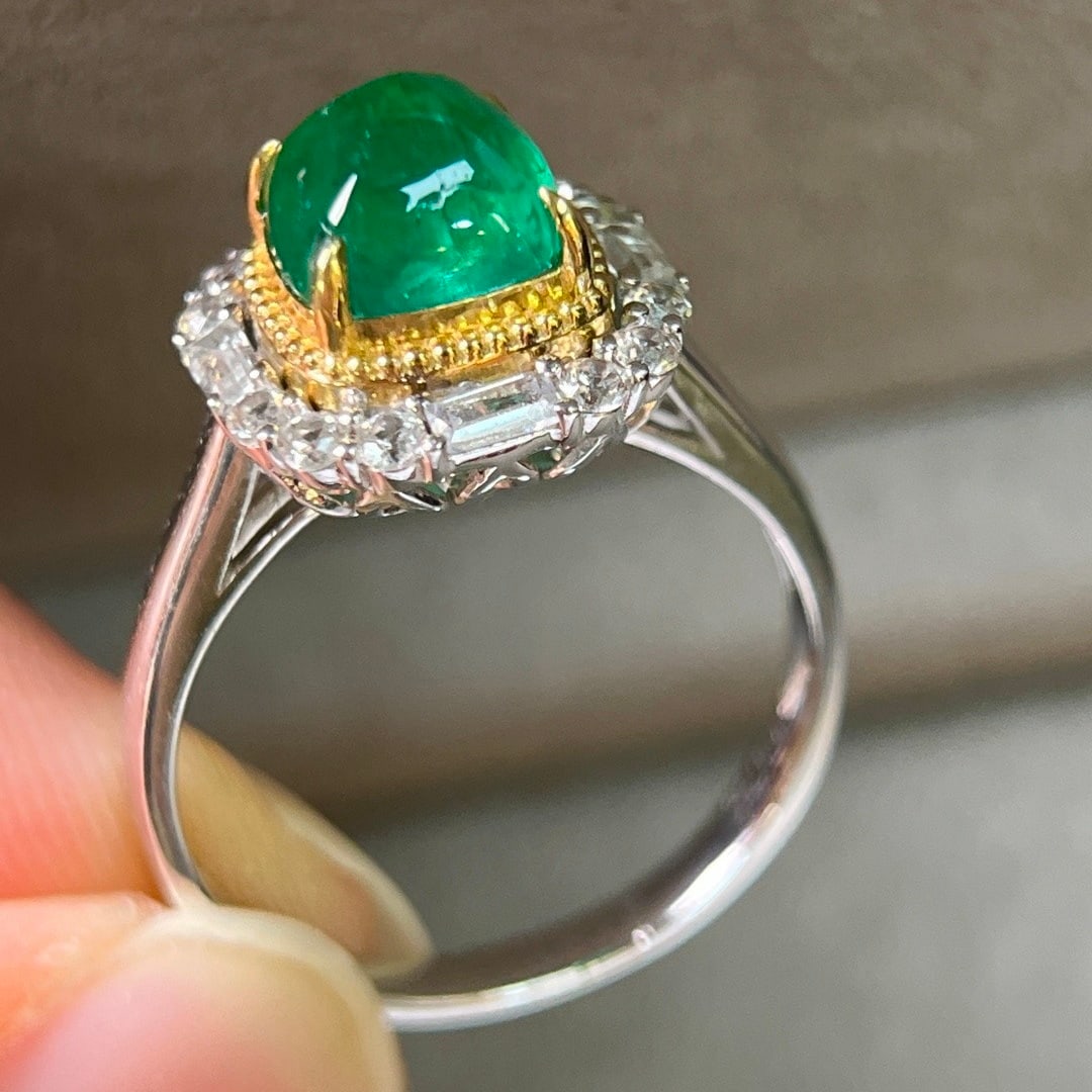 14k Gold 1.96 Ct Natural Emerald & Sapphire Ring - 3
